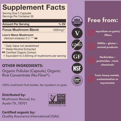Mushroom Revival Focus Lion's Mane Capsules Best Sales Price - Edibles