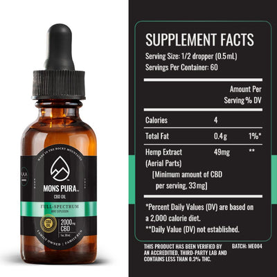 Mons Pura Full Spectrum 2,000mg Tincture Best Sales Price - Tincture Oil