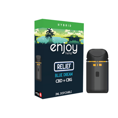 Enjoy Hemp 3ml CBD + CBG Disposable for Relief - Blue Dream (Hybrid) Best Sales Price - Vape Cartridges
