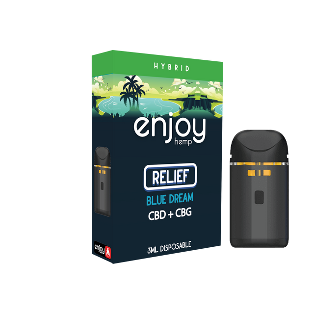 Enjoy Hemp 3ml CBD + CBG Disposable for Relief - Blue Dream (Hybrid) Best Sales Price - Vape Cartridges
