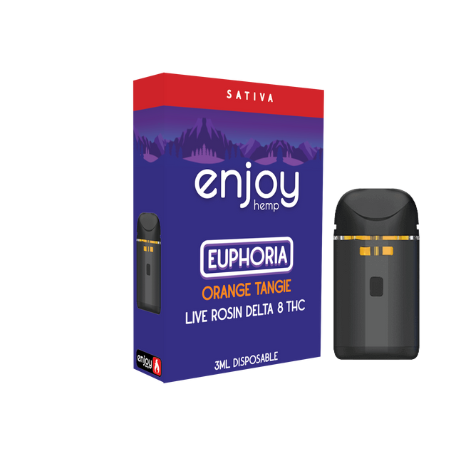Enjoy Hemp 3ml Live Rosin Delta 8 THC Disposable for Euphoria - Orange Tangie (Sativa) Best Sales Price - Vape Cartridges