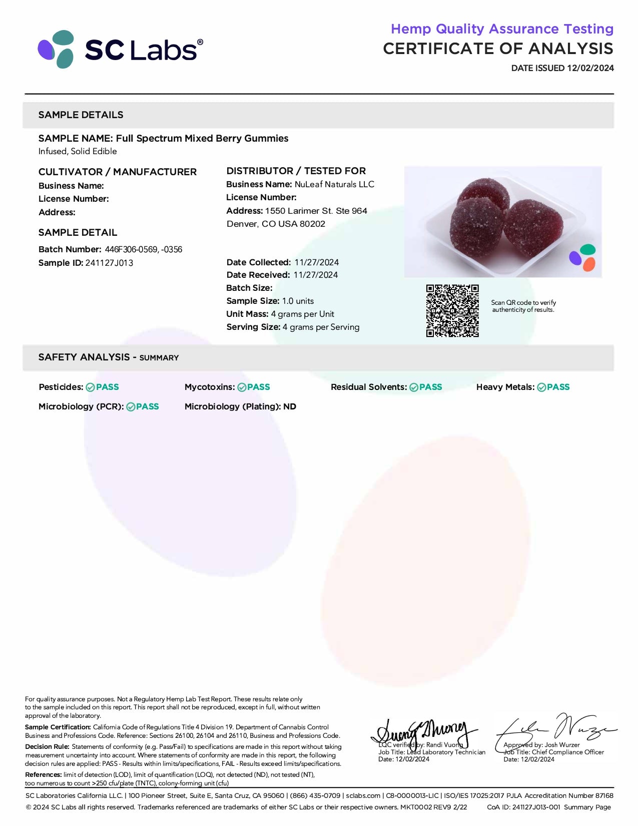 NuLeaf Naturals SLEEP - CBD:CBN Gummies