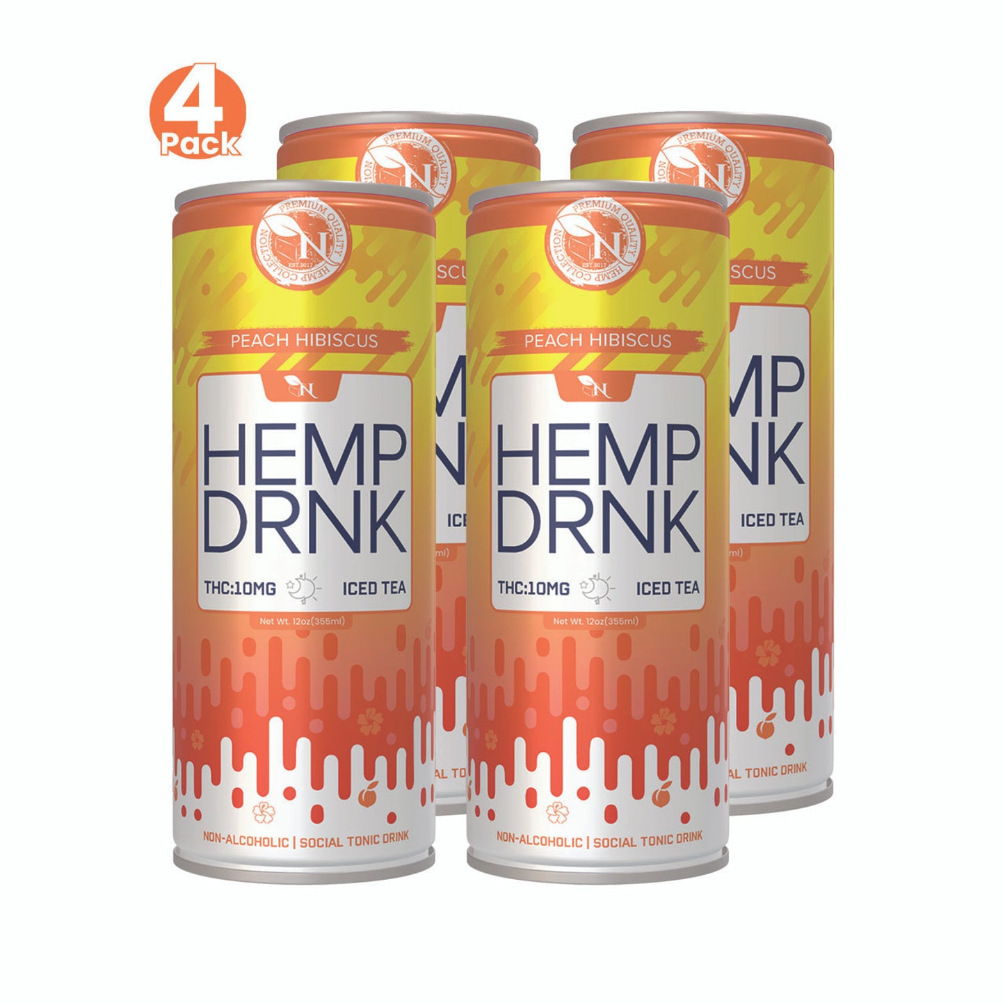 DELTA 9 + CBD BEVERAGE - Peach Hibiscus - 50MG - 4 PACK