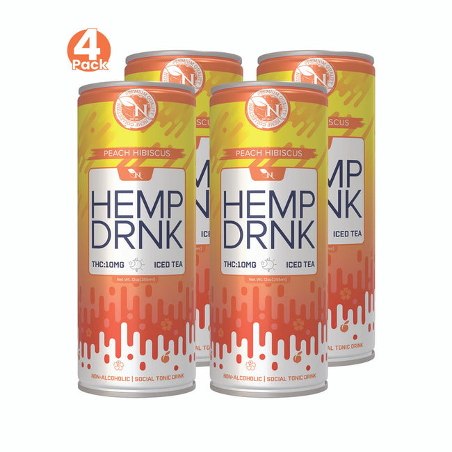 DELTA 9 + CBD BEVERAGE - Peach Hibiscus - 50MG - 4 PACK