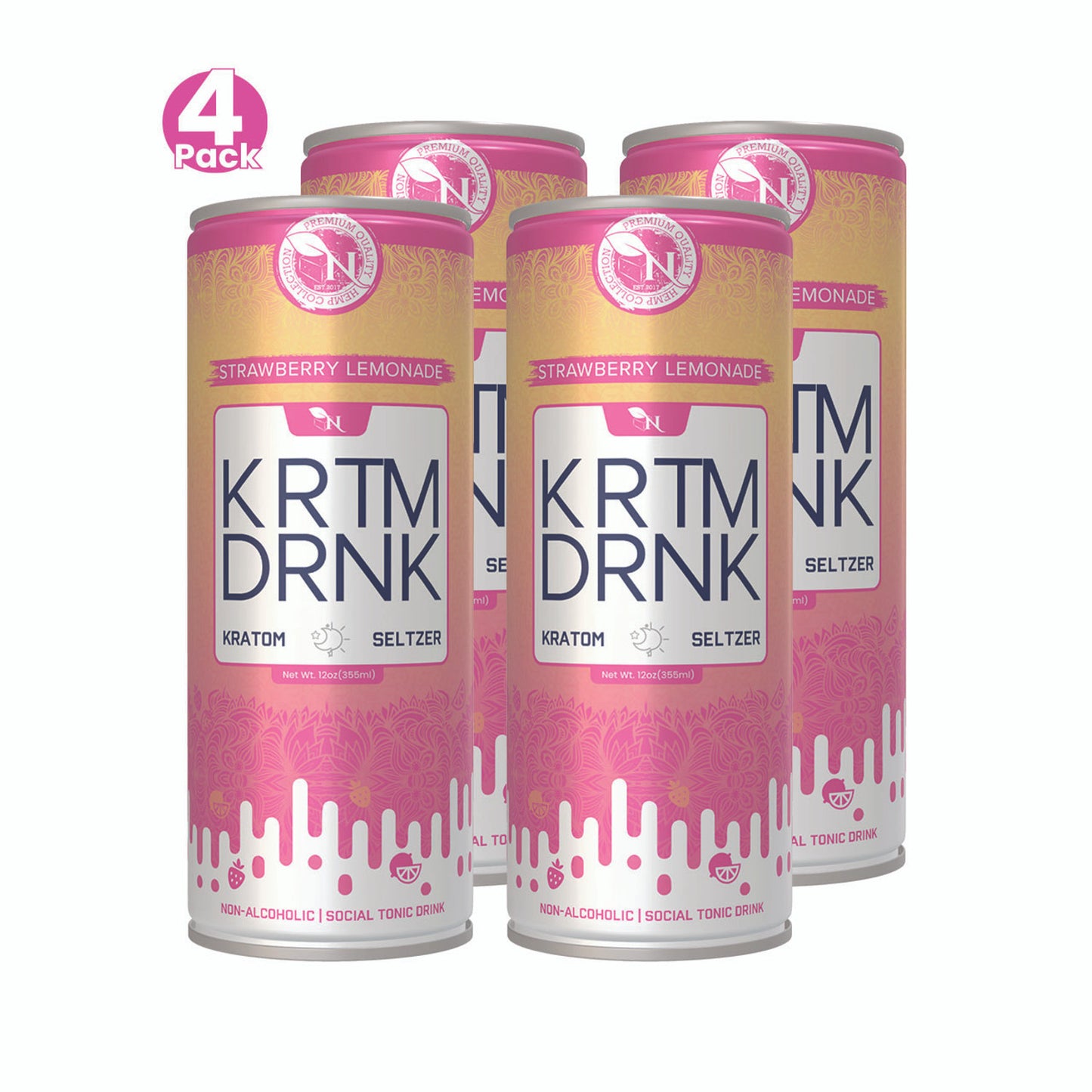 KRATOM BEVERAGE - STRAWBERRY LEMONADE - 80MG - 4 PACK