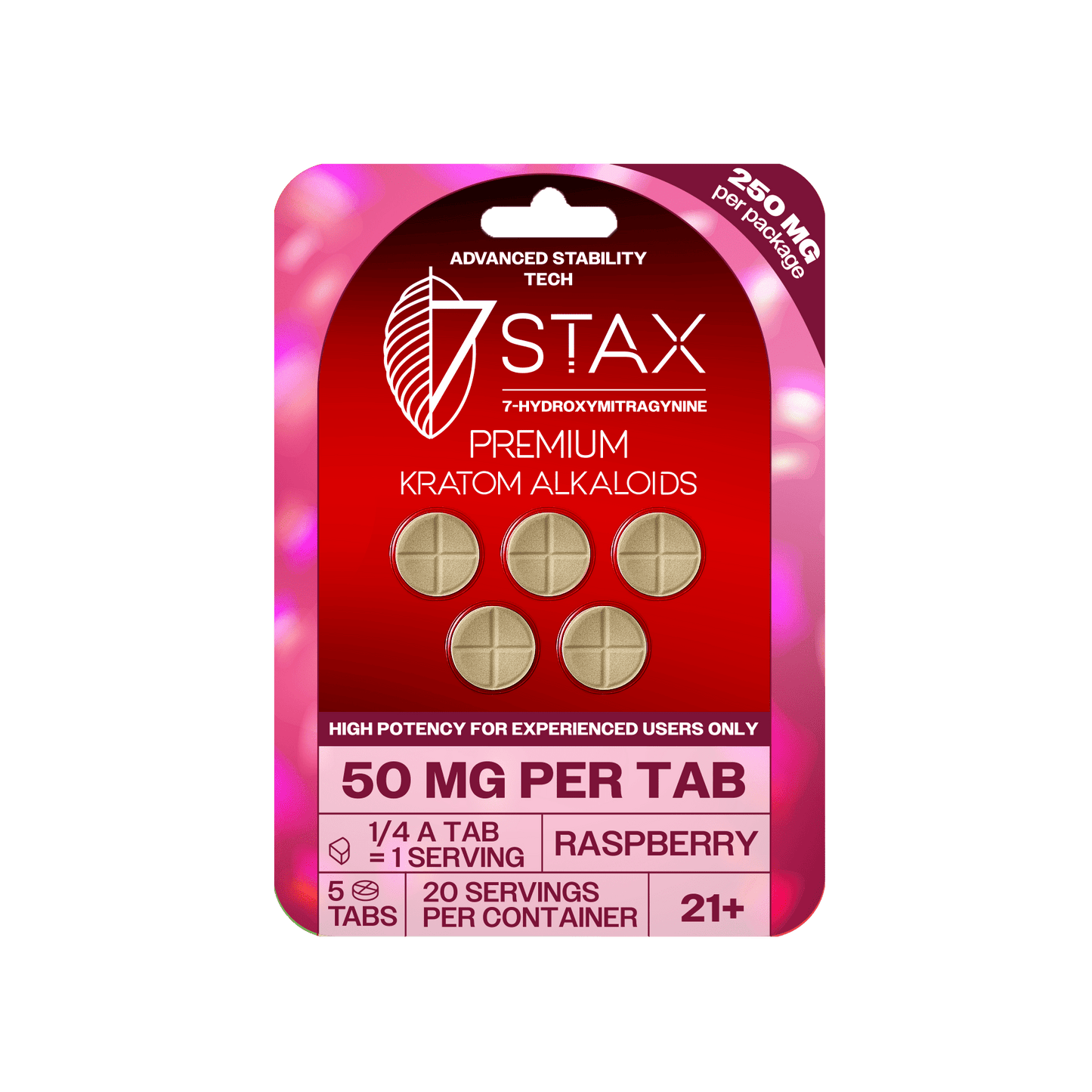 7Stax Premium 7-OH Kratom Alkaloid Tablets (250mg – 5 Count)