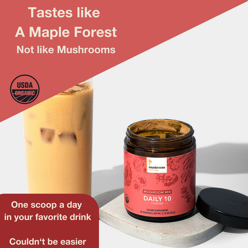 Mushroom Revival Daily 10 Mushroom Blend Powder Best Sales Price - Edibles