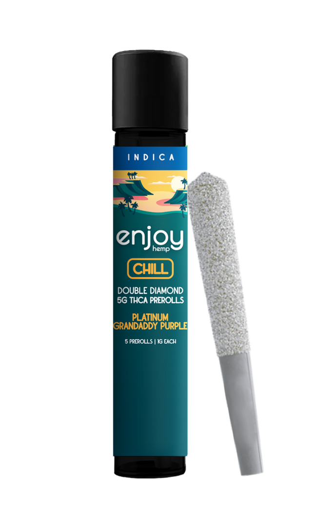 Enjoy Hemp 5g Mega Potency Double Diamond THCA Prerolls - Platinum Granddaddy Purple for Chill (Indica)