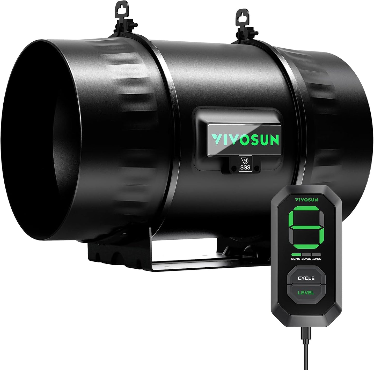 VIVOSUN G8 8" Inline Duct Fan & Temperature Humidity Controller, E42A WiFi-App Control AeroZesh Grow Tent Fan& Smart Thermostat, 725 CFM EC Motor Exhaust Fan for Heating Cooling, Greenhouse Accessory