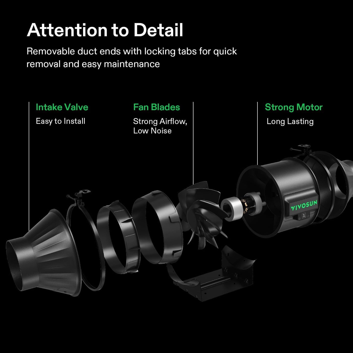 VIVOSUN G8 8" Inline Duct Fan & 3 Cycle Modes E12 Speed Controller, AeroZesh Grow Tent Kit Ventilation Fan with 725 CFM EC Motor, Programmable Exhaust Fan for Heating Cooling Booster, Hydroponics