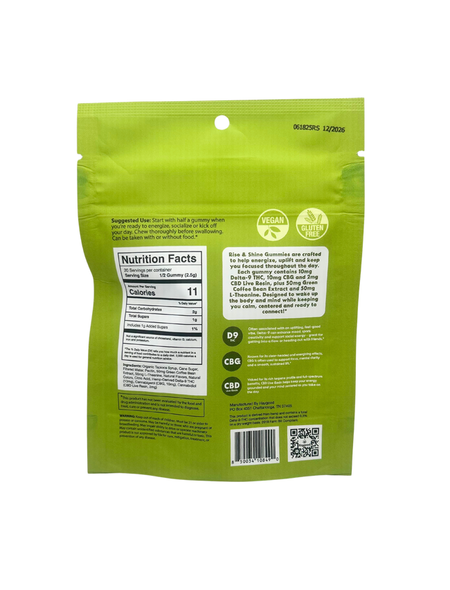 Haygood Farms Rise & Shine CBG & Delta 9 THC Live Resin Gummies – Sativa - Lemon Lime