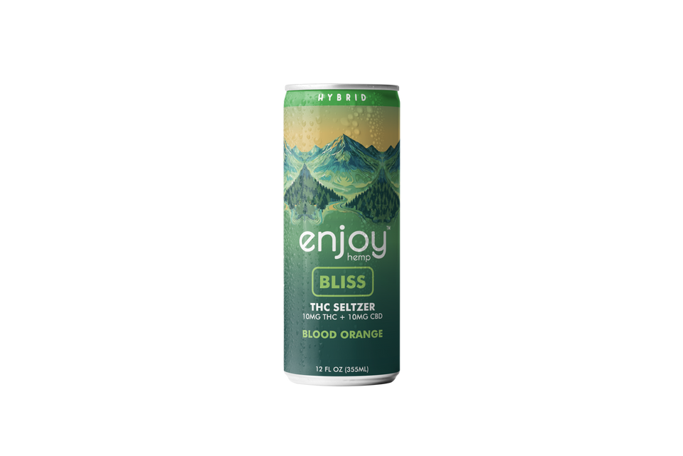 Enjoy Hemp 10mg THC + 10mg CBD Blood Orange Seltzer for Bliss (Hybrid) | Mediumdose Social-Tonic, Alcohol-Free Seltzer