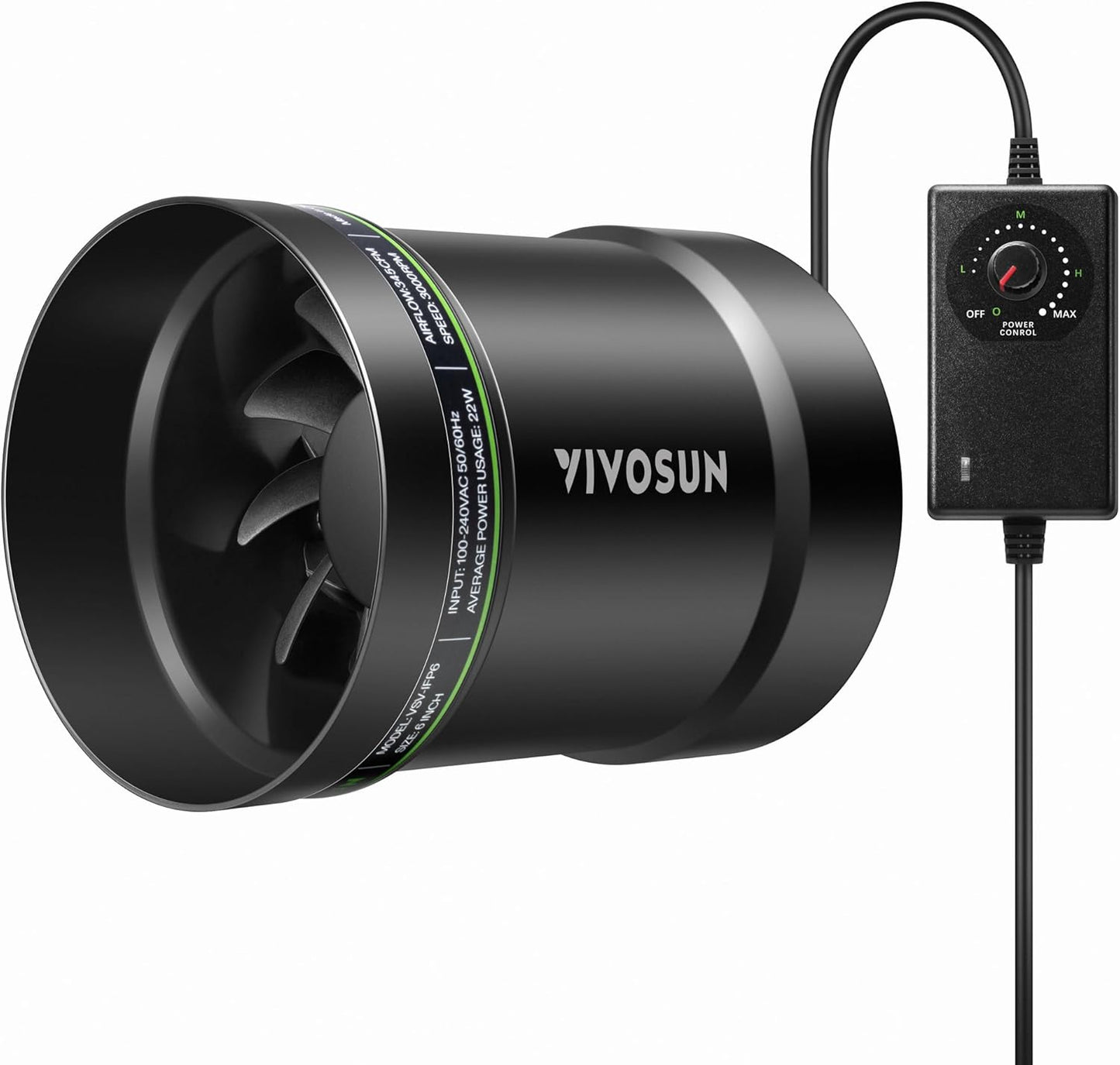 VIVOSUN 6” Inline Booster Duct Fan, 345 CFM Quiet Exhaust Fan for HVAC Ventilation in Grow Tents, Basements, Bathrooms, Kitchens, and Attics