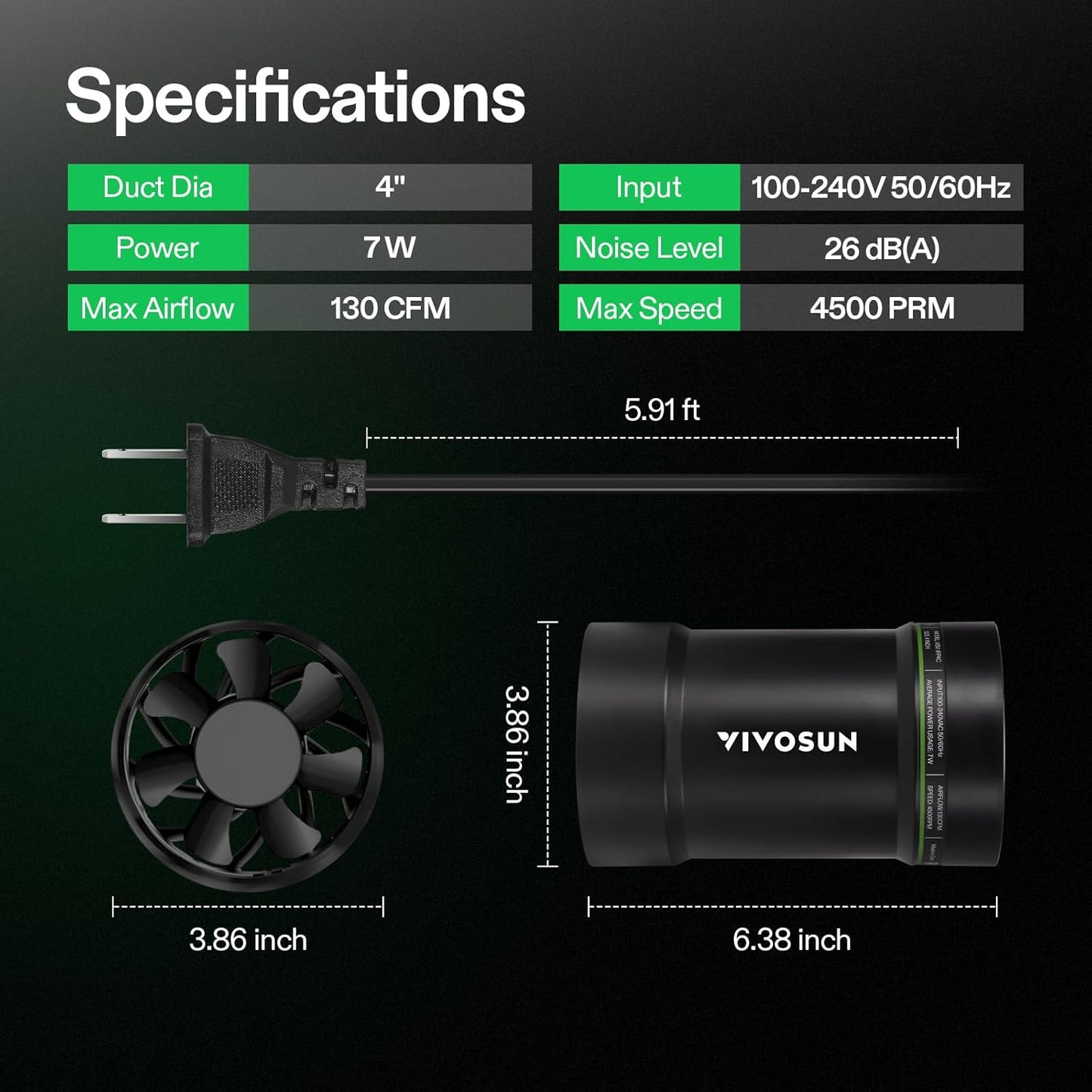 VIVOSUN 6 Inch Inline Duct Fan 240 CFM, HVAC Exhaust Ventilation Fan with Low Noise for Basements, Bathrooms, Kitchens and Attics, Silver