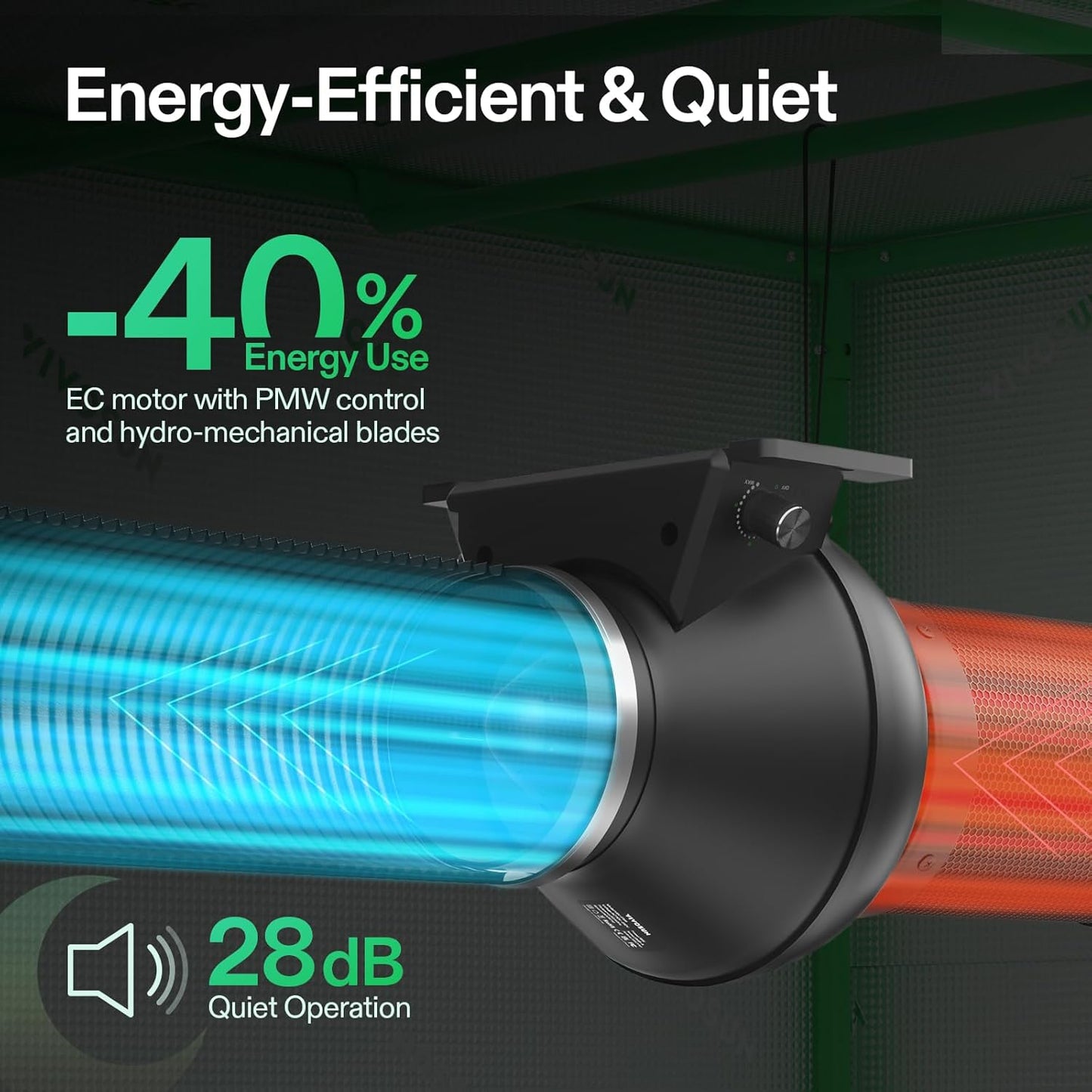 VIVOSUN M4 4-Inch Inline Duct Fan, 195 CFM Ventilation Fan with EC Motor, Adjustable Speed, Energy-efficient Vent Blower for HVAC, Grow Tent, Hydroponics