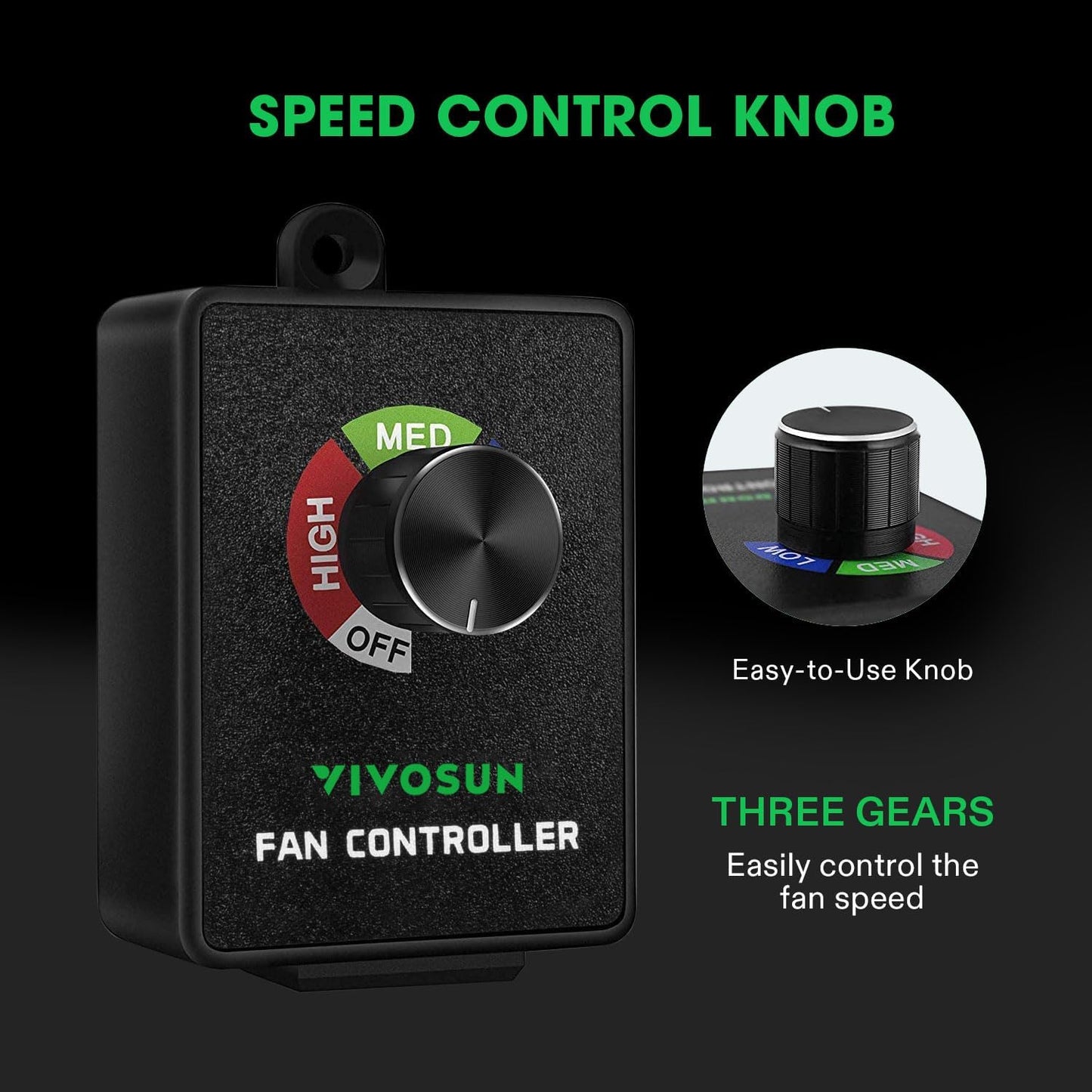 VIVOSUN Variable Fan Speed Controller, Speed Adjuster for Inline Duct Fan in Ventilation System