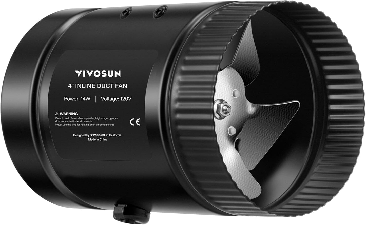 VIVOSUN Inline Booster Duct Fan 8” 430 CFM with Speed Controller, HVAC Exhaust Ventilation Fan with Low Noise for Basements, Bathrooms, Kitchens, Attics, Grow Tents