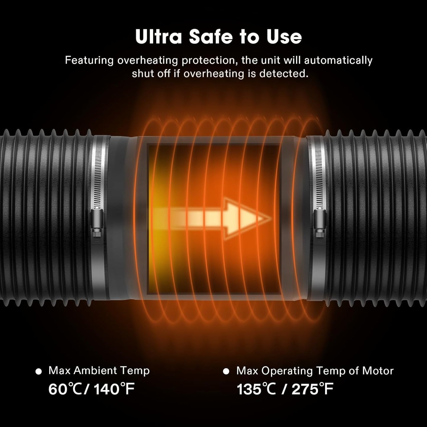 VIVOSUN Inline Booster Duct Fan 4” 100 CFM, HVAC Exhaust Ventilation Fan with Low Noise for Basements, Bathrooms, Kitchens, Attics, Grow Tents, Black