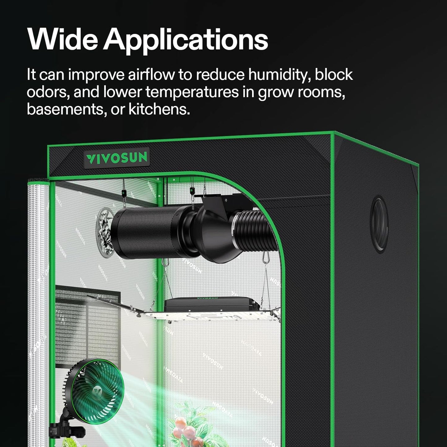 VIVOSUN M4 4-Inch Inline Duct Fan, 195 CFM Ventilation Fan with EC Motor, Adjustable Speed, Energy-efficient Vent Blower for HVAC, Grow Tent, Hydroponics