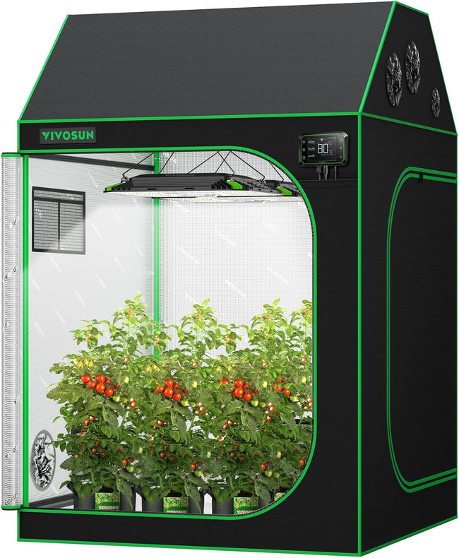VIVOSUN R446 4x4 Grow Tent, 48"x48"x72" Roof Cube Tent with Observation Window and Floor Tray for Hydroponics Indoor Plant for VS4000/VSF4300