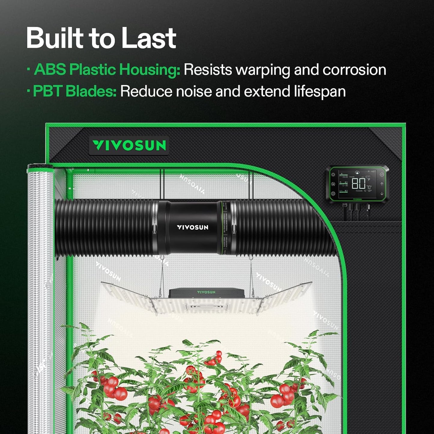 VIVOSUN 6 Inch Inline Duct Fan 240 CFM, HVAC Exhaust Ventilation Fan with Low Noise for Basements, Bathrooms, Kitchens and Attics, Silver