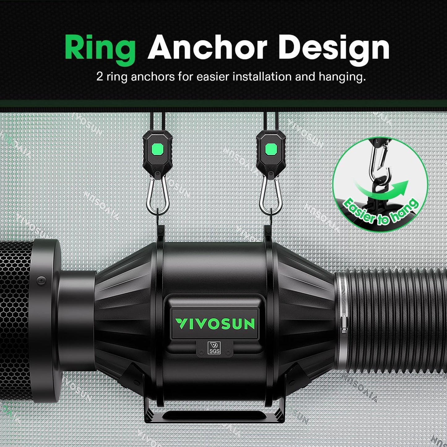 VIVOSUN G8 8" Inline Duct Fan & Temperature Humidity Controller, E42A WiFi-App Control AeroZesh Grow Tent Fan& Smart Thermostat, 725 CFM EC Motor Exhaust Fan for Heating Cooling, Greenhouse Accessory