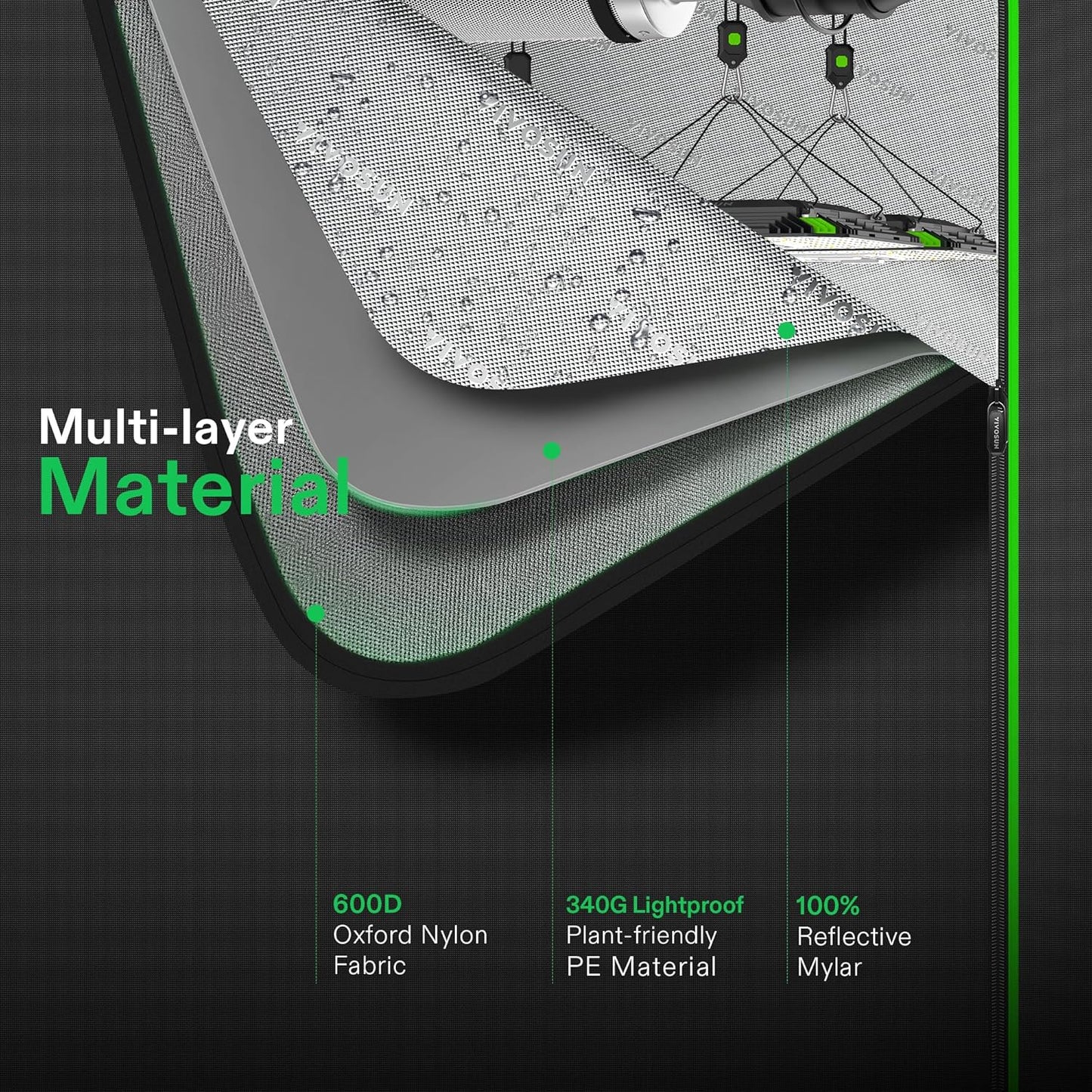 VIVOSUN R446 4x4 Grow Tent, 48"x48"x72" Roof Cube Tent with Observation Window and Floor Tray for Hydroponics Indoor Plant for VS4000/VSF4300