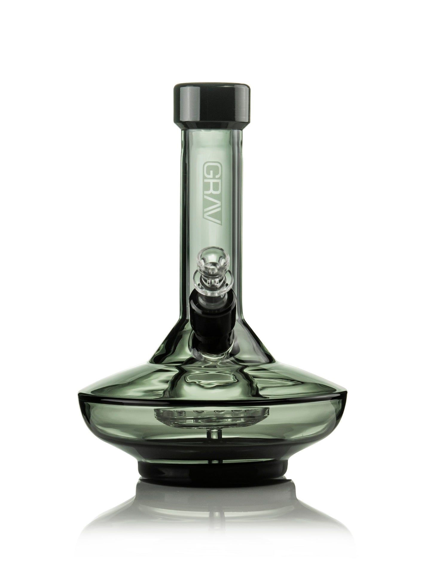 Grav Small Wide Base Water Pipe in Smoke with Black Accents