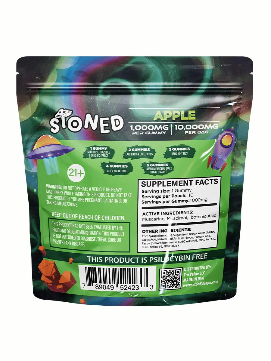 Apple STONED Amanita Muscaria Mushroom Gummies 10000MG 10CT