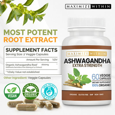Ashwagandha Root Extra Strength - Maximum Slim | Supports Stress Relief & Vitality Best Sales Price - Edibles