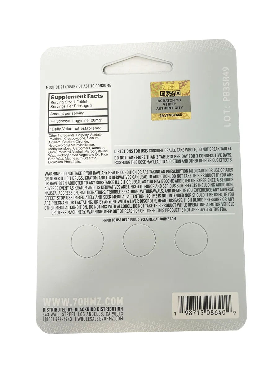 7OHMZ 7-Hydroxymitragynine Tablets 28mg Sustained Formula 3ct