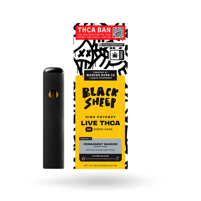 The Hemp Collect Liquid Diamonds Disposable: Permanent Marker (Indica) 2g