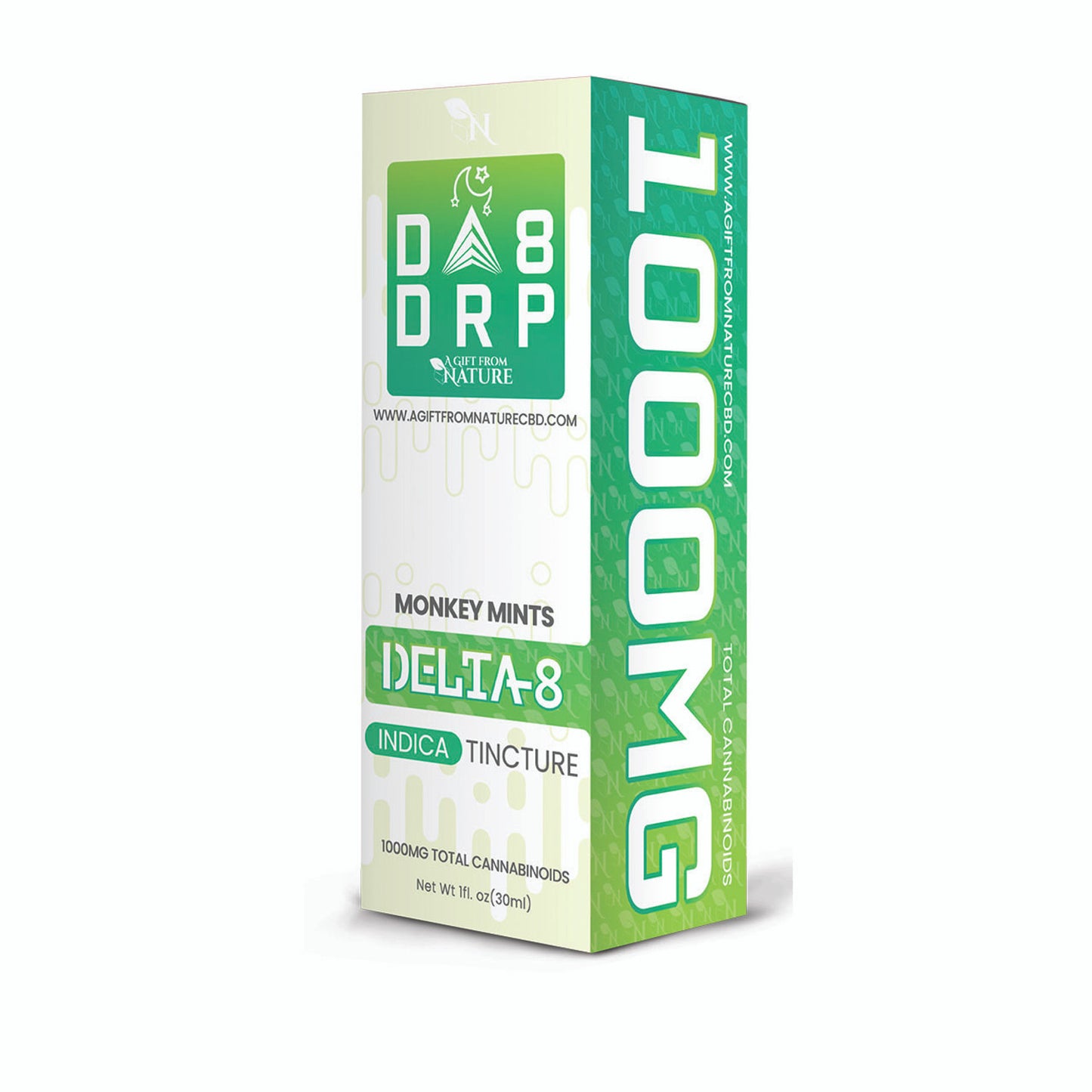DELTA 8 TINCTURE - 30ML Monkey Mints - 1000MG - INDICA