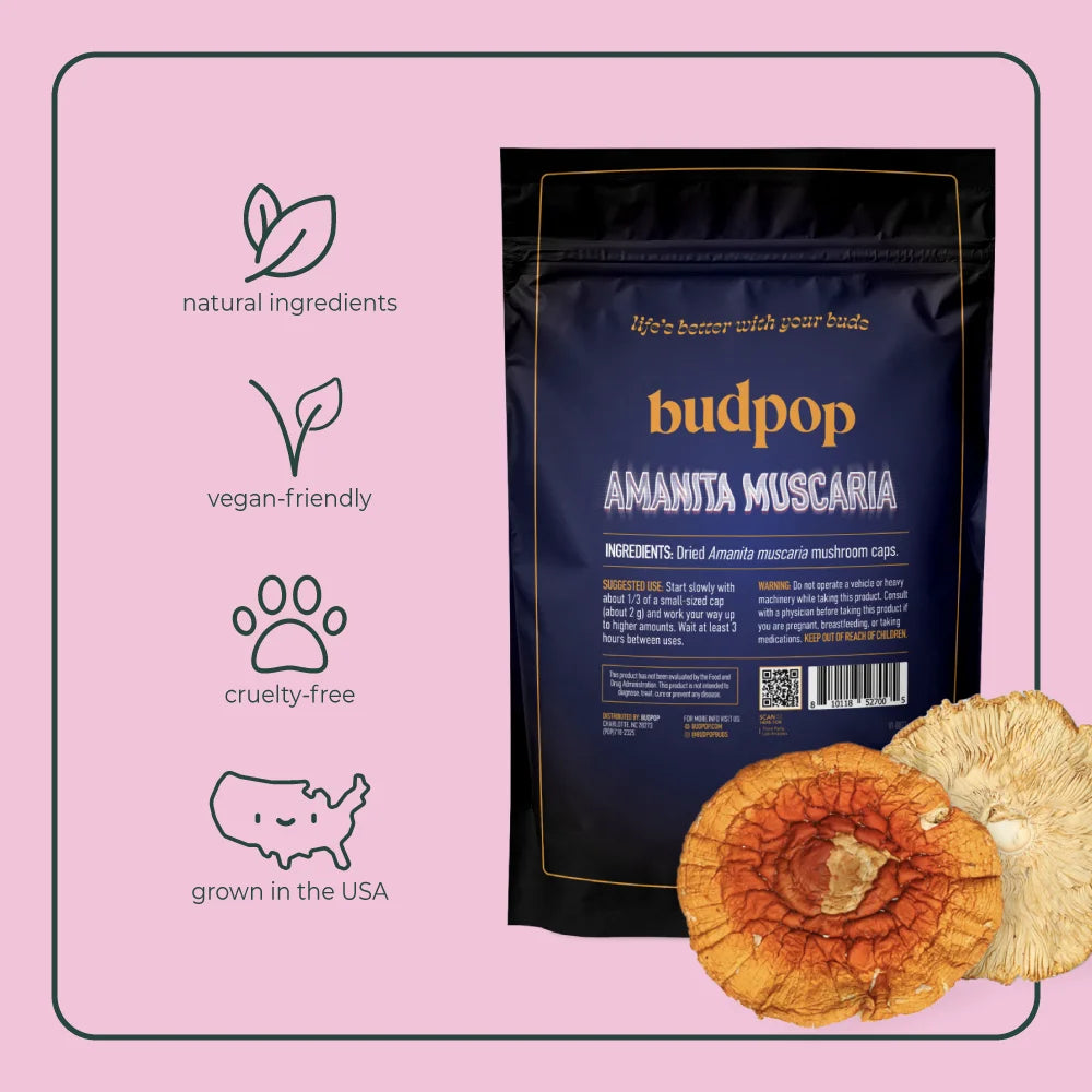 BudPop Dried Amanita Muscaria Mushrooms