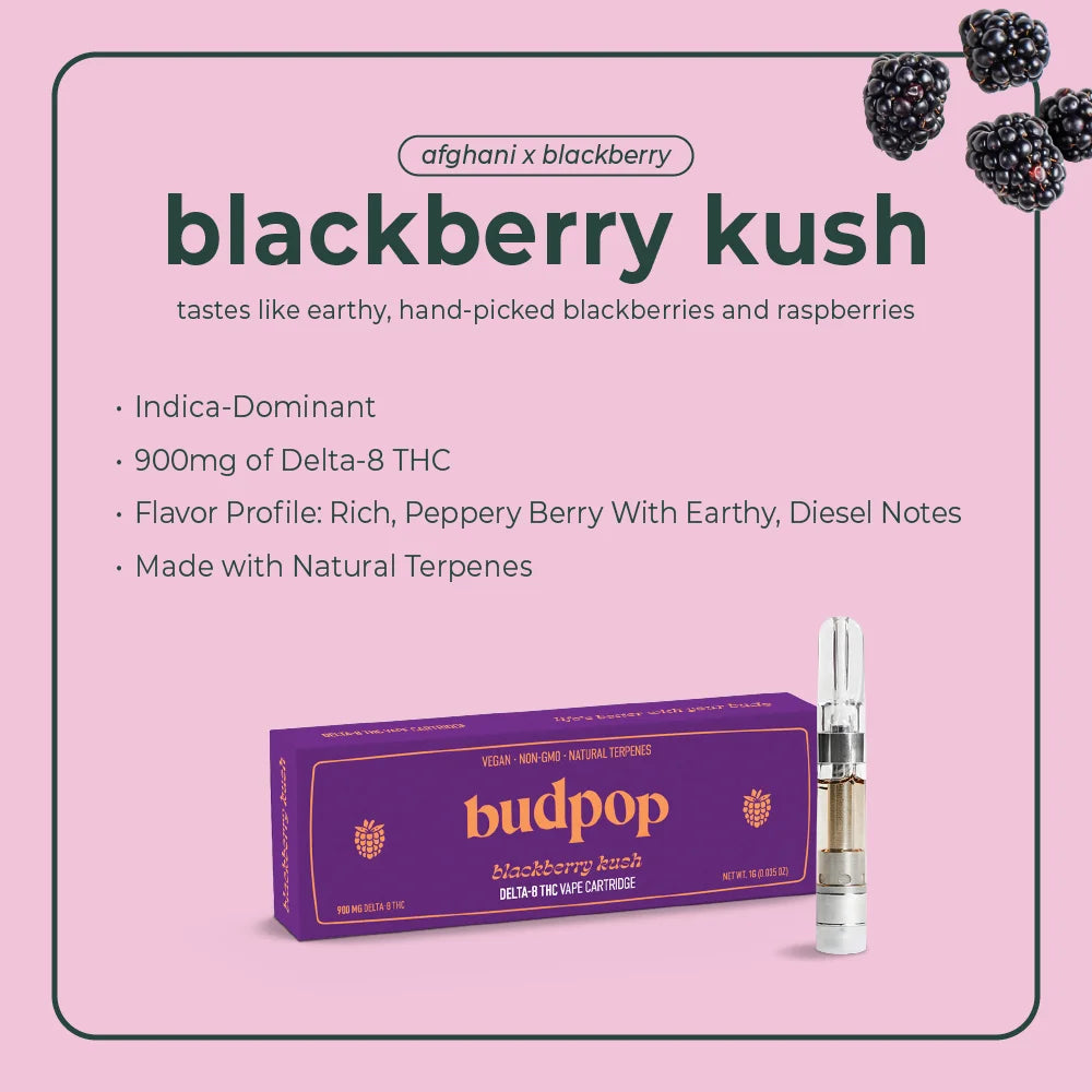 BudPop Blackberry Kush Delta 8 THC Vape