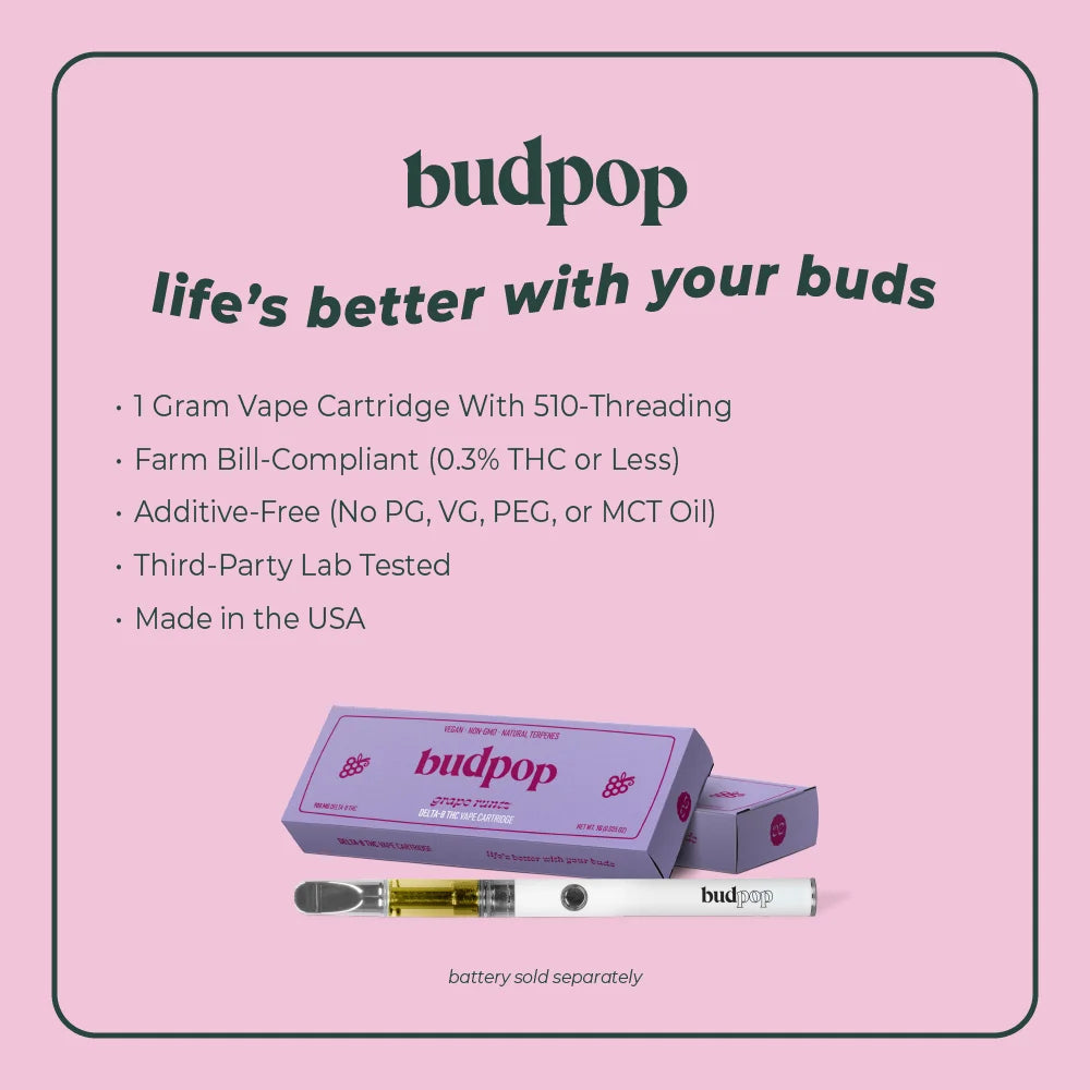 BudPop Grape Runtz Strain – Delta 8 THC Vape