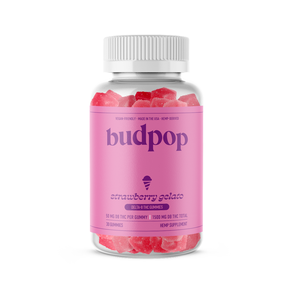 BudPop Delta-8 Strawberry Gelato Gummies (750-3000mg)