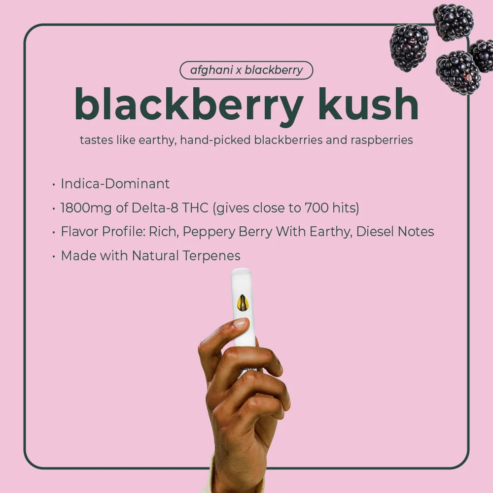 BudPop Blackberry Kush D8 Disposable Vape Pen