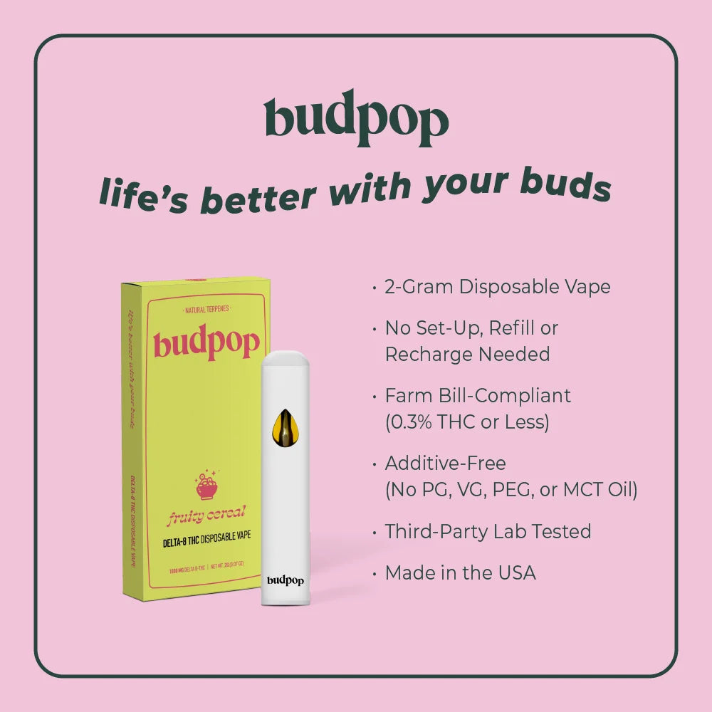 BudPop Delta 8 Disposable Vape Pen – Fruity Cereal