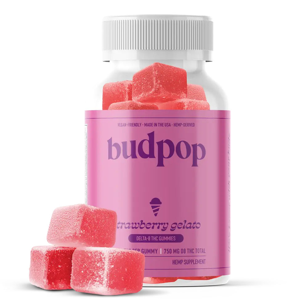 BudPop Delta-8 Strawberry Gelato Gummies (750-3000mg)