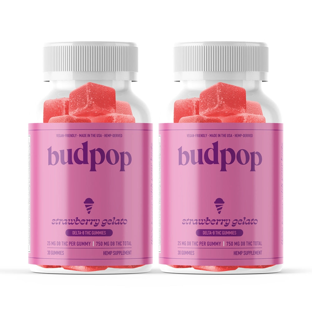 BudPop Delta-8 Strawberry Gelato Gummies (750-3000mg)