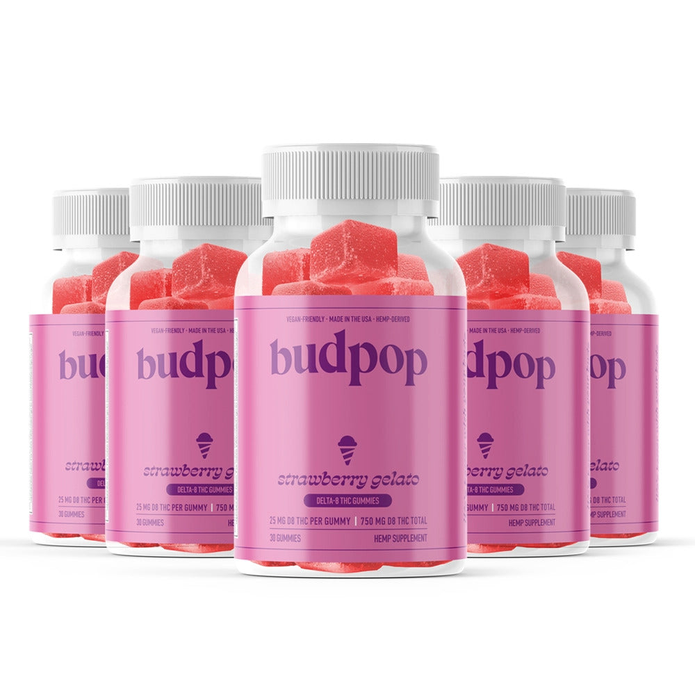 BudPop Delta-8 Strawberry Gelato Gummies (750-3000mg)
