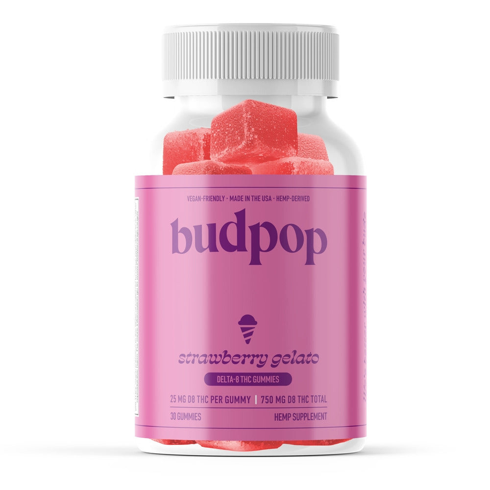 BudPop Delta-8 Strawberry Gelato Gummies (750-3000mg)