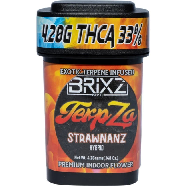 BRIXZ NYC TerpZa Exotic Terpene Infused THCA Premium Indoor Flower 4.20g -(Strawnanz – Hybrid)