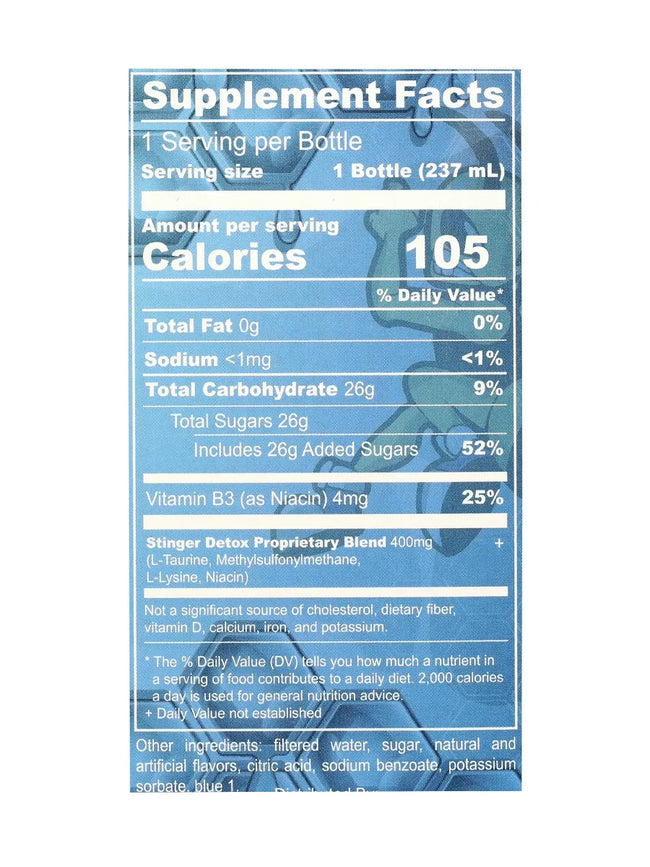 Blue Raspberry Stinger Detox Whole Body Cleanser Extra Strength Drink Liquid 8 FL OZ