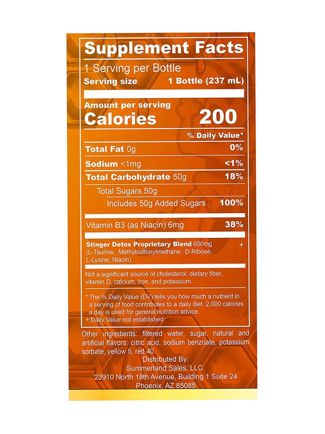 Peach Lemonade Stinger Detox Buzz 5X Extra Strength Drink 8 FL OZ