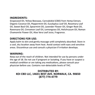 Koi Full Spectrum CBD Balm Best Sales Price - Topicals