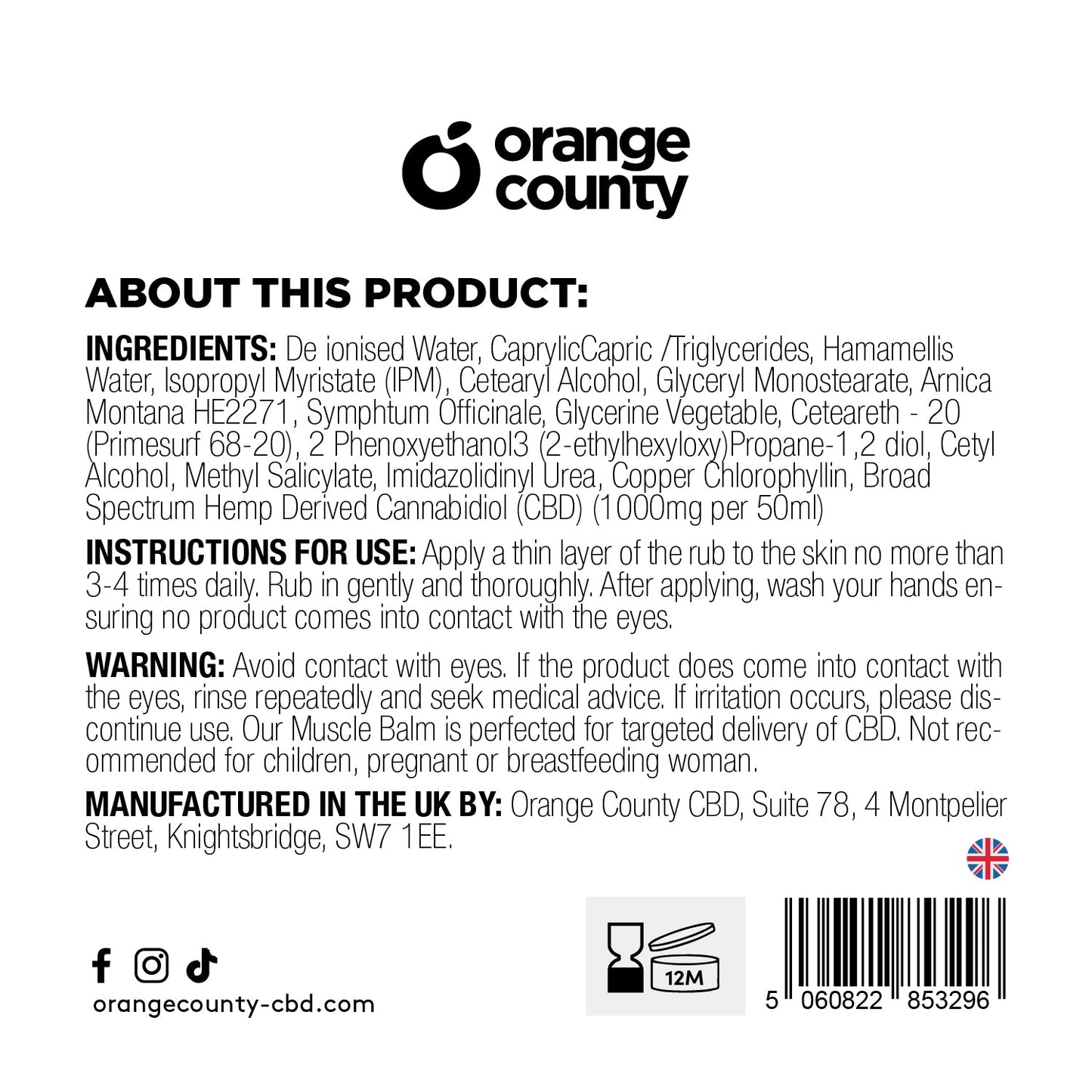 1000mg Deep Freeze CBD Muscle Balm (50ml)