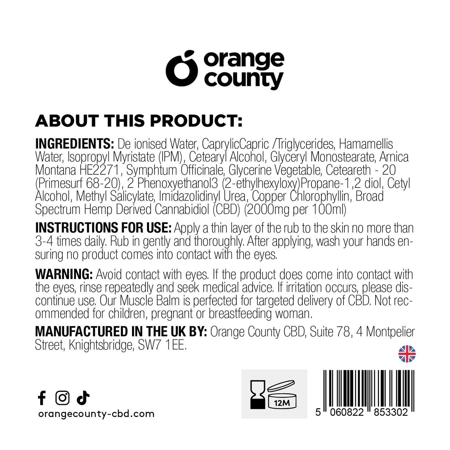 2000mg Deep Freeze CBD Muscle Balm (100ml)