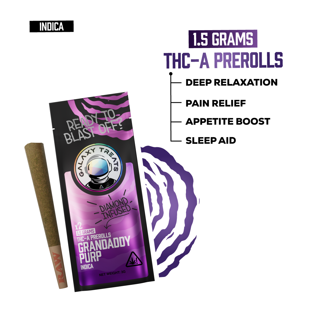 Galaxy Treats Grandaddy Purp - Diamond Infused 2ct THCA Prerolls